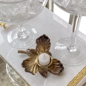 Inspire Me! Home Decor Gold Orchid Tea Light Holder