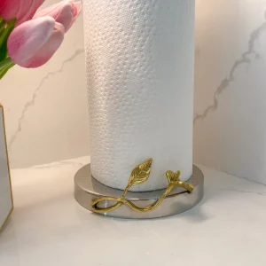 Inspire Me! Home Decor Gold Leaf Detailed Paper Towel Holder ( Available In 2 Sizes)