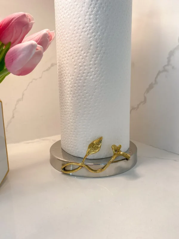 Inspire Me! Home Decor Gold Leaf Detailed Paper Towel Holder ( Available In 2 Sizes)