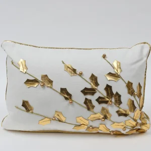 Inspire Me! Home Decor Gold Poinsettia Branch Pillow (2 Colors)