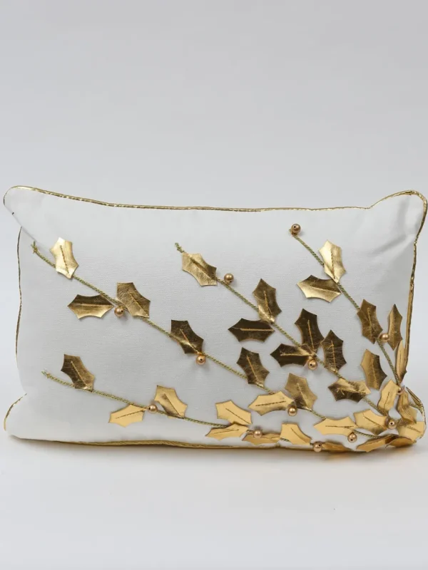 Inspire Me! Home Decor Gold Poinsettia Branch Pillow (2 Colors)