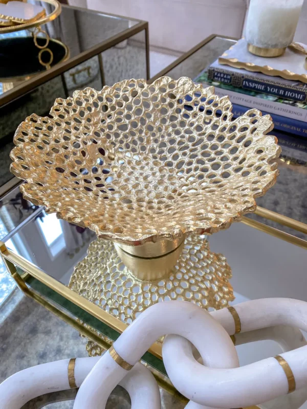 Inspire Me! Home Decor Gold Coral Pedestal Bowl