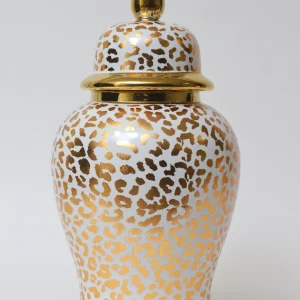 Inspire Me! Home Decor Gold Leopard Print Ginger Jar (2 Sizes)