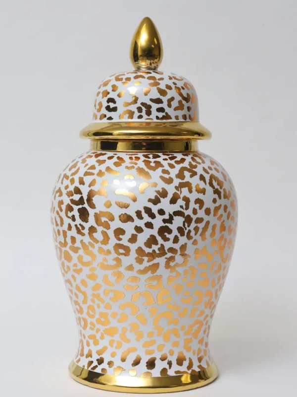 Inspire Me! Home Decor Gold Leopard Print Ginger Jar (2 Sizes)