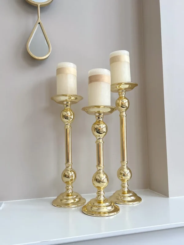 Inspire Me! Home Decor Gold Bead Detailed Candleholder (3 Sizes)