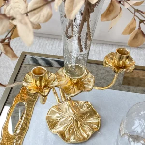 Inspire Me! Home Decor Gold Lotus Vase & Candle Holder