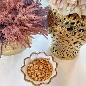 Inspire Me! Home Decor Gold And White Beaded Pedestal Bowl