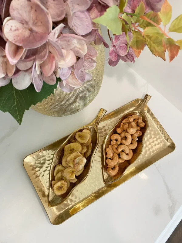 Inspire Me! Home Decor Gold Wavy Leaf Tray