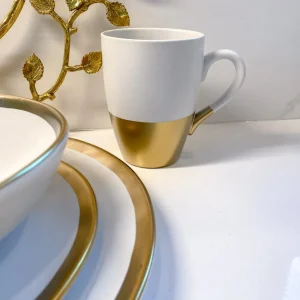 Inspire Me! Home Decor Gold And White 4 Piece Place Setting