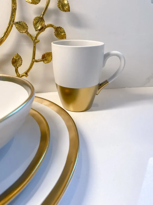 Inspire Me! Home Decor Gold And White 4 Piece Place Setting