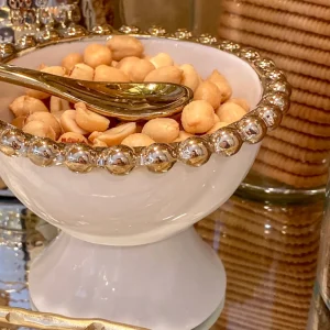 Inspire Me! Home Decor Gold Beaded Snack Bowl W/ Spoon