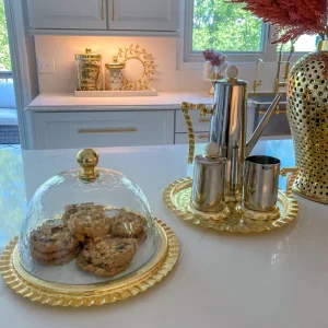 Inspire Me! Home Decor Gold Textured Ruffle Coffee/Tea Set Collection (4 Items Sold Individually)