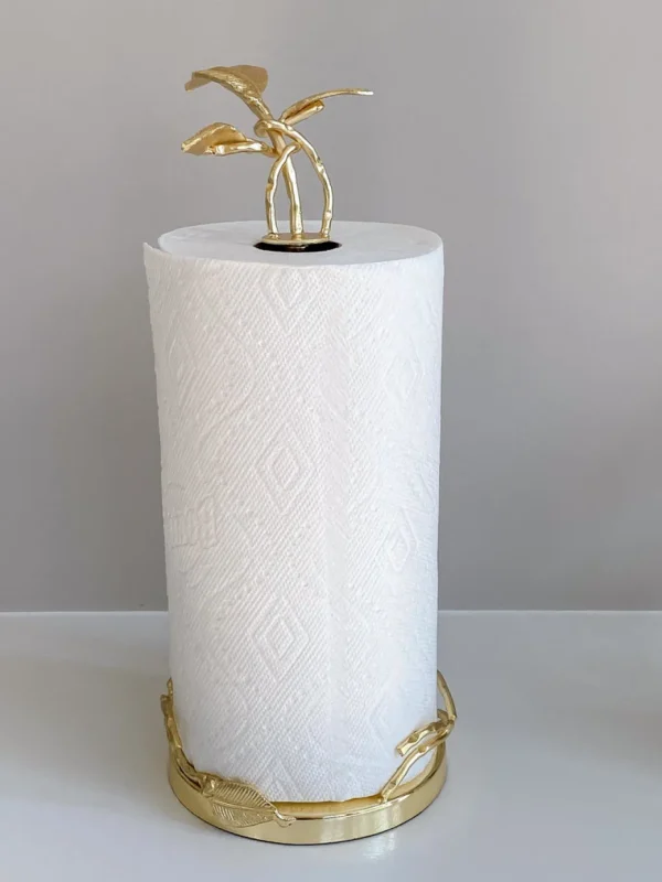 Inspire Me! Home Decor Gold Leaf Detailed Paper Towel Holder