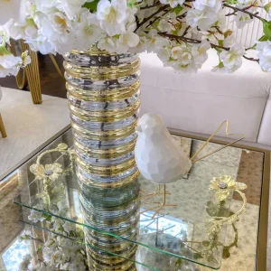 Inspire Me! Home Decor Gold Ribbed Glass Vase (2 Sizes)