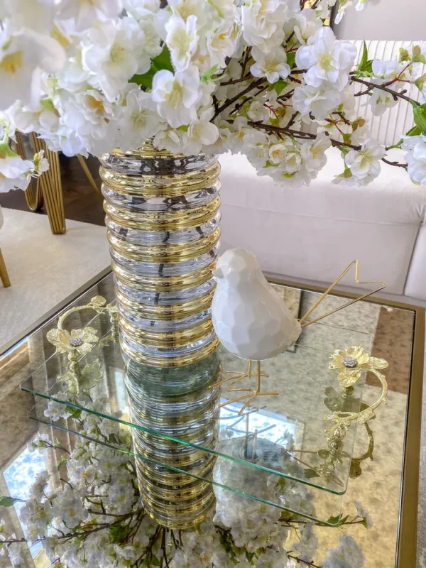 Inspire Me! Home Decor Gold Ribbed Glass Vase (2 Sizes)