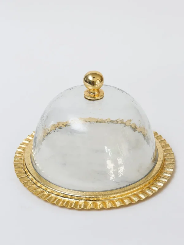 Inspire Me! Home Decor Gold Cake Dome With Ripple Edge (2 Colors)