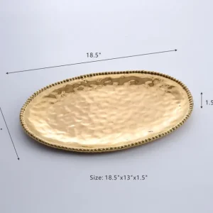 Inspire Me! Home Decor Gold Oval Beaded Platter