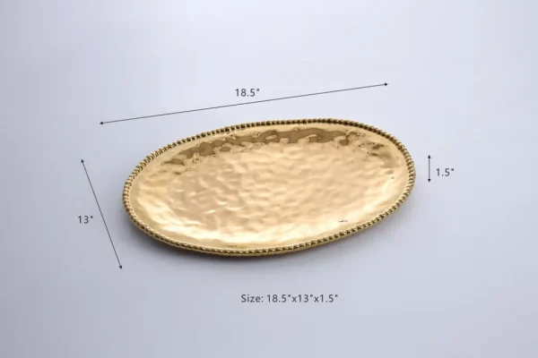 Inspire Me! Home Decor Gold Oval Beaded Platter