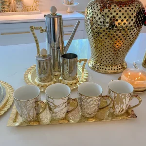 Inspire Me! Home Decor Gold Textured Ruffle Coffee/Tea Set Collection (4 Items Sold Individually)