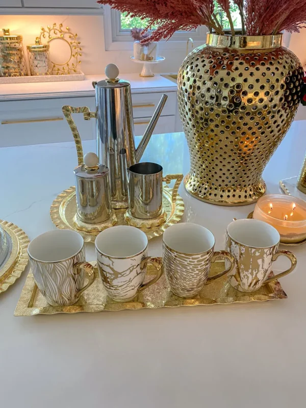 Inspire Me! Home Decor Gold Textured Ruffle Coffee/Tea Set Collection (4 Items Sold Individually)