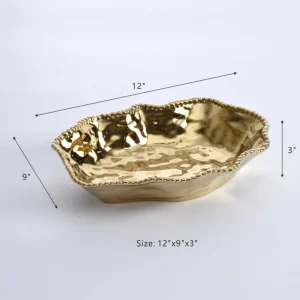 Inspire Me! Home Decor Gold Wavy Beaded Serving Bowl