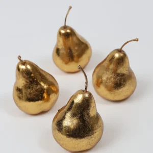 Inspire Me! Home Decor Gold Metallic Decorative Pears (Set Of 4)