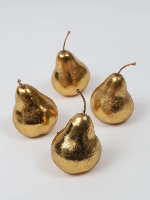 Inspire Me! Home Decor Gold Metallic Decorative Pears (Set Of 4)