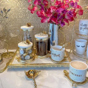 Inspire Me! Home Decor Gold Or Silver Canisters With Floral Lotus Lid (2 Colors)