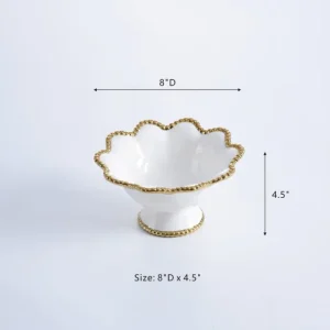 Inspire Me! Home Decor Gold And White Beaded Pedestal Bowl