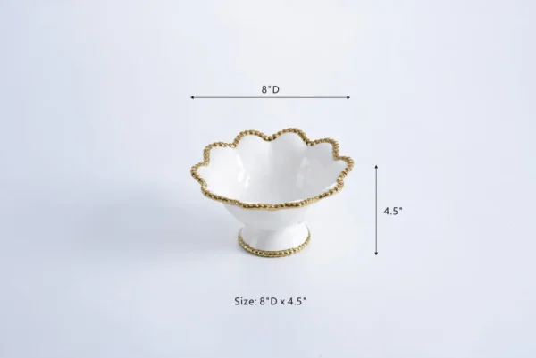 Inspire Me! Home Decor Gold And White Beaded Pedestal Bowl