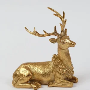 Inspire Me! Home Decor Gold Reindeer With Wreath