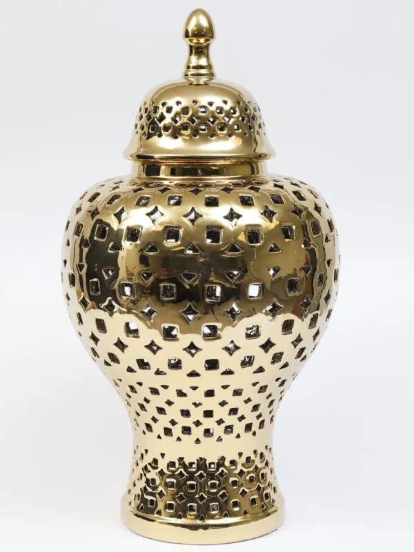 Inspire Me! Home Decor Gold Pierced Patterned Ginger Jar (2 Sizes)