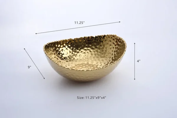 Inspire Me! Home Decor Gold Oval Hammered Porcelain Bowl