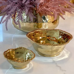 Inspire Me! Home Decor Gold Wavy Beaded Bowls (2 Sizes)