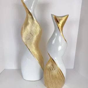 Inspire Me! Home Decor Gold And White Twisted Vase (2 Sizes)