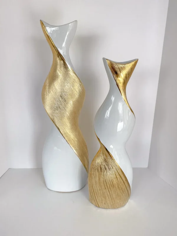 Inspire Me! Home Decor Gold And White Twisted Vase (2 Sizes)