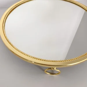 Inspire Me! Home Decor Gold Circle Mirror Tray W/ Circle Feet