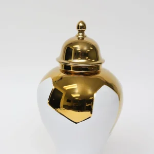 Inspire Me! Home Decor Gold Geometric White And Gold Ginger Jar (3 Sizes)