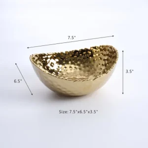 Inspire Me! Home Decor Gold Oval Hammered Porcelain Bowl