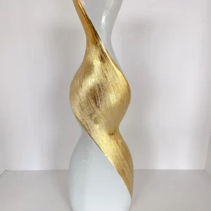 Inspire Me! Home Decor Gold And White Twisted Vase (2 Sizes)