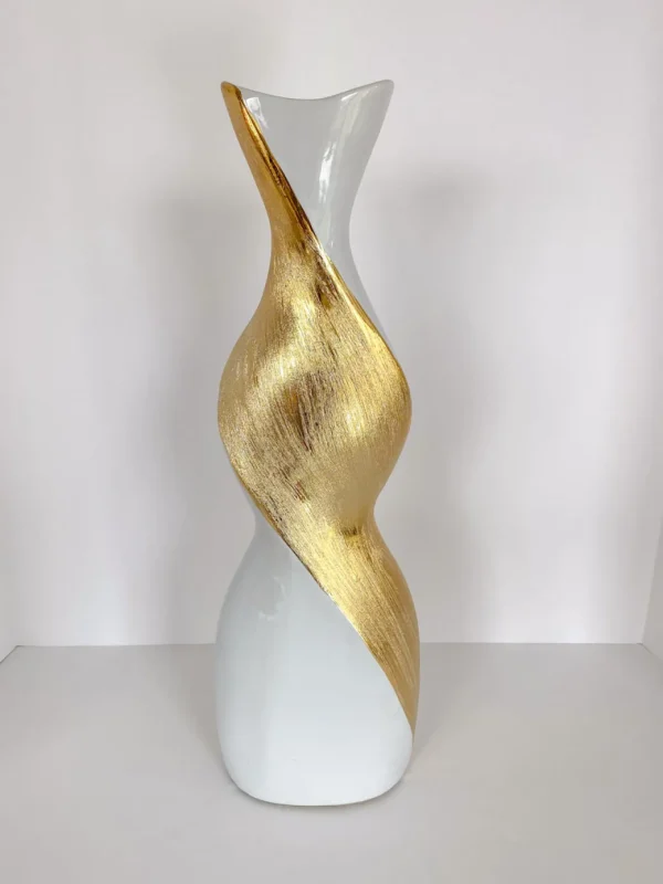 Inspire Me! Home Decor Gold And White Twisted Vase (2 Sizes)