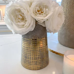 Inspire Me! Home Decor Grey Tapered Vase W/ Gold Design