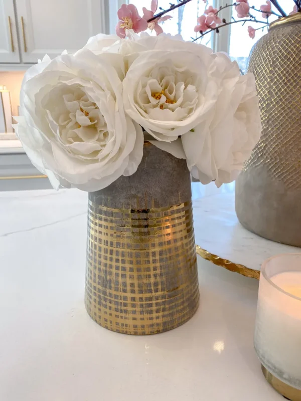 Inspire Me! Home Decor Grey Tapered Vase W/ Gold Design