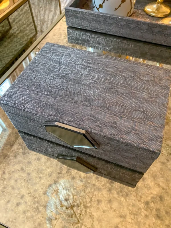 Inspire Me! Home Decor Grey Faux Leather Decorative Box With Abstract Medallion