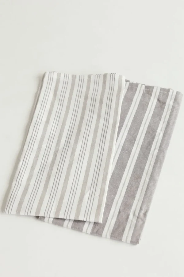 Inspire Me! Home Decor Grey And White Striped Kitchen Towel Set Of 2