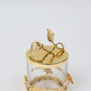 Inspire Me! Home Decor Hammered Glass Canister With Gold Leaf Lid (3 Sizes)