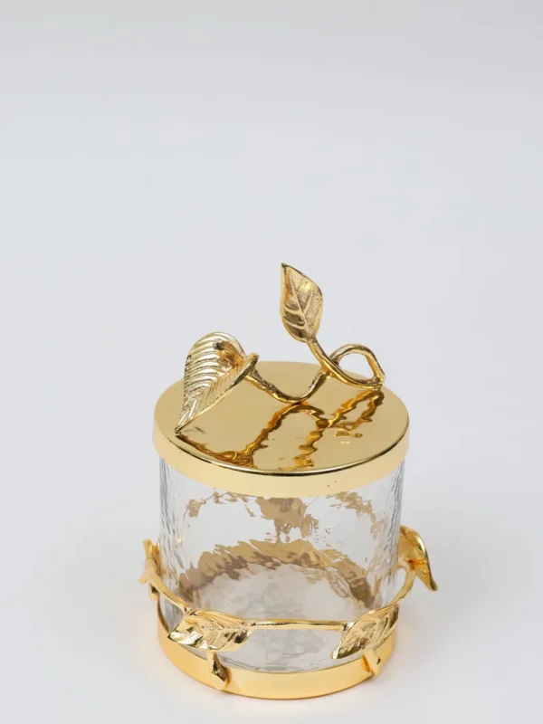 Inspire Me! Home Decor Hammered Glass Canister With Gold Leaf Lid (3 Sizes)