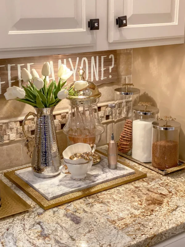 Inspire Me! Home Decor Hammered Texture Tray W/ Gold Handle