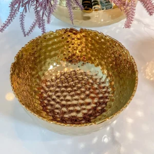 Inspire Me! Home Decor Hammered Porcelain Gold Bowl (2 Sizes)