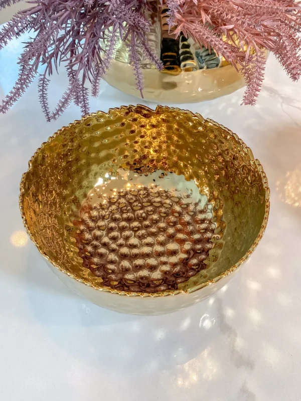 Inspire Me! Home Decor Hammered Porcelain Gold Bowl (2 Sizes)